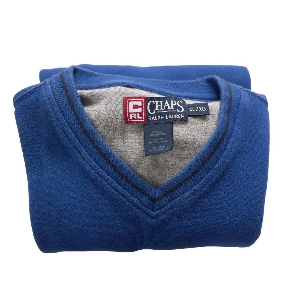 VINTAGE Chaps Ralph Lauren Men's XL Pullover Sweater Royal Blue Cotton
